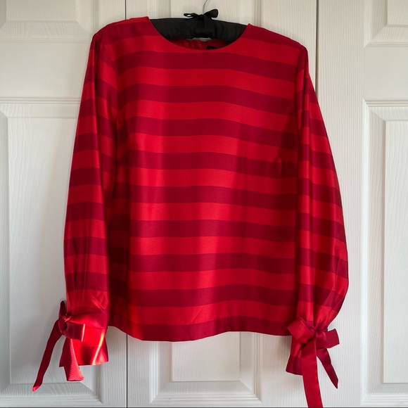 Banana Republic Tops - Holiday, Red Satin Look Blouse with bow tie sleeve details, elegant, classy chic